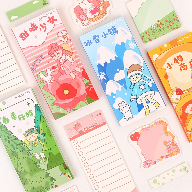 160 tờ giấy ghi chú dạng gập họa tiết hoạt hình dễ thương cho học sinh