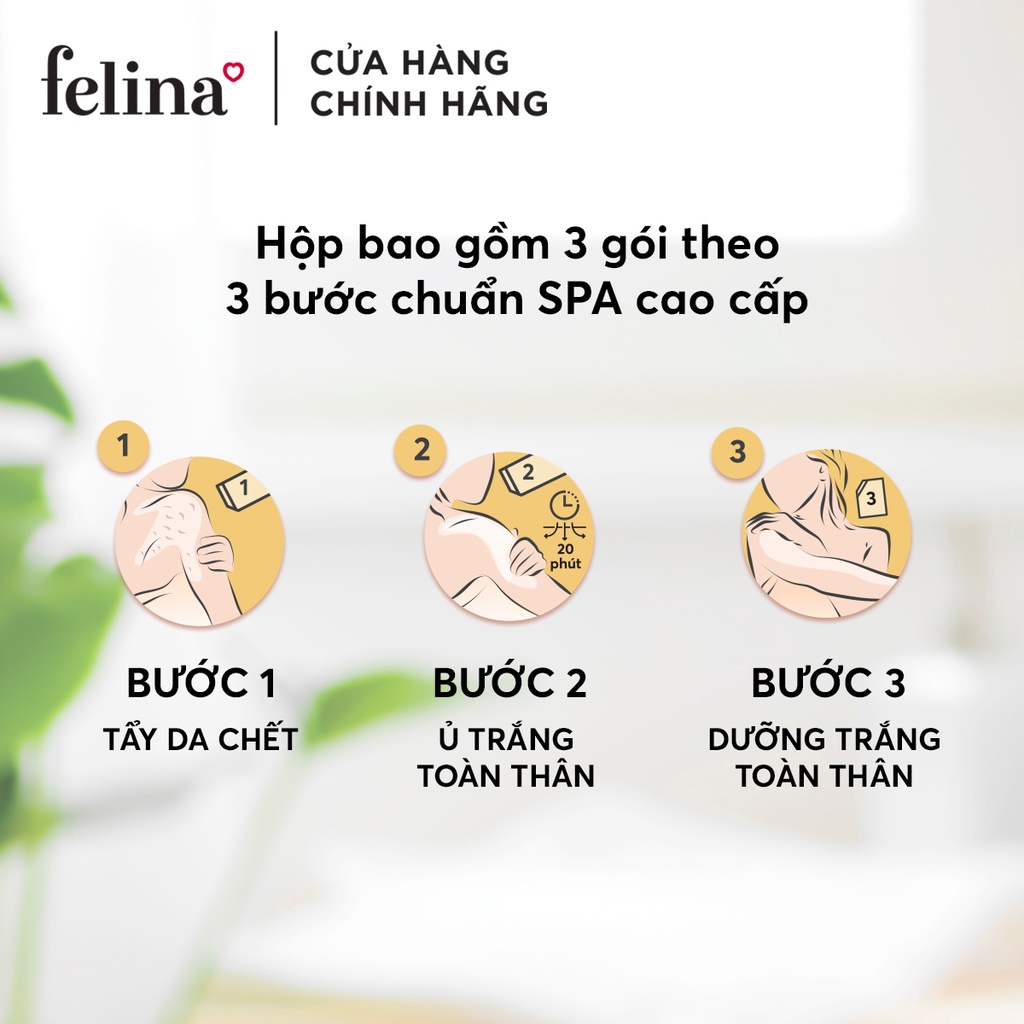 Combo mặt nạ ủ trắng da toàn thân AHA từ đường mía Felina 120g và kem ủ trắng da toàn thân Felina 50g tinh chất Cam Yuzu | BigBuy360 - bigbuy360.vn