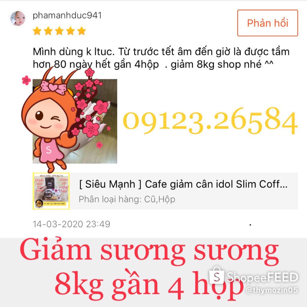 [ Giảm Siêu Mạnh ] cà phê idol slim, slim coffee, idol slim - Siêu mạnh Chuẩn mẫu Cũ - 1 hộp 10goi x 15gr