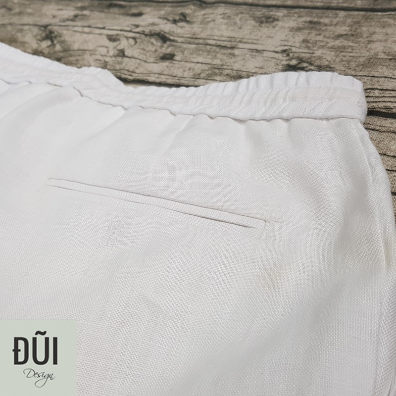 Quần đũi nam cạp chun short trắng