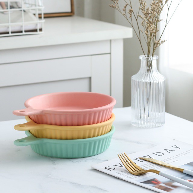Chảo sứ Màu trang trí món ăn, decor bàn ăn