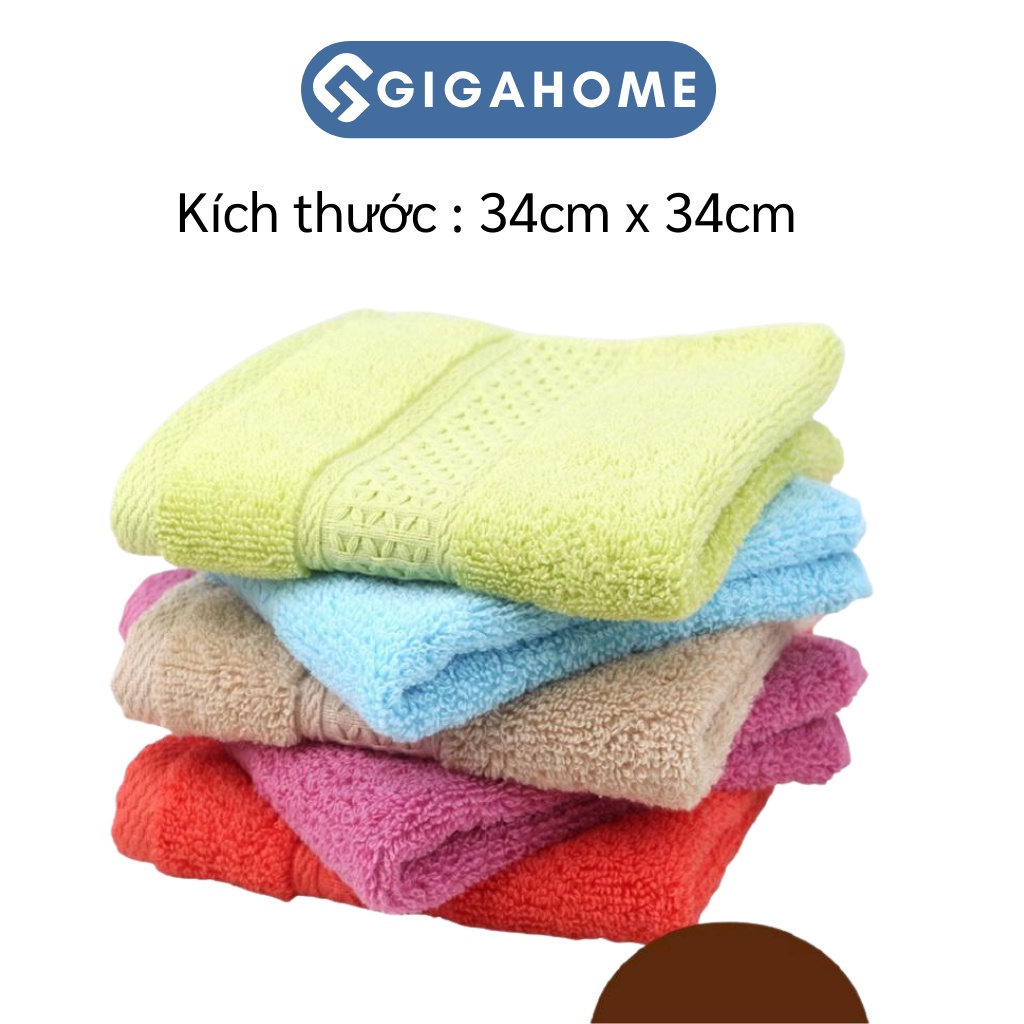 Khăn Mặt Dệt Bông 34x34cm Kháng Khuẩn, Thấm Hút Tốt GIGAHOME 8262