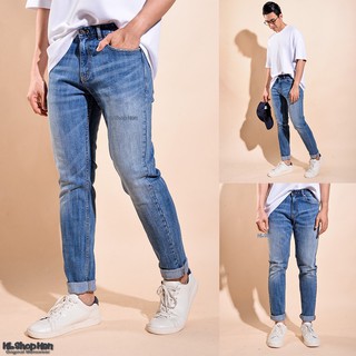 Quần jean nam xanh nhạt Routine chất bò co giãn dáng slim cao cấp
