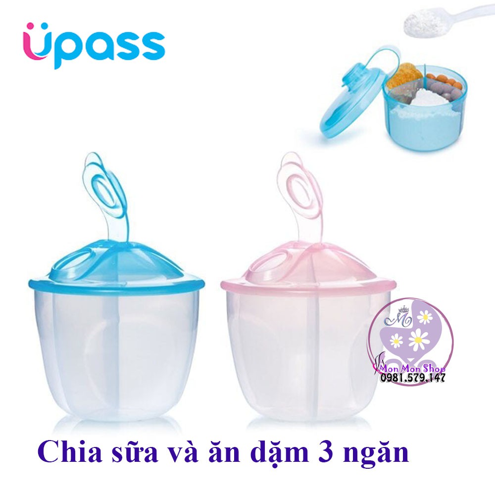 Hộp đựng chia sữa, chia đồ ăn dặm 3 ngăn cao cấp UPASS có nắp đậy UP8012N