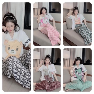 Bộ Đồ Pijama – Bộ Lụa Mango Thiết kế tay cộc quần lửng [Hàng Đẹp, Lụa Mát Mịn]Không Nhăn, Không Bai Giãn, Không Phai Màu