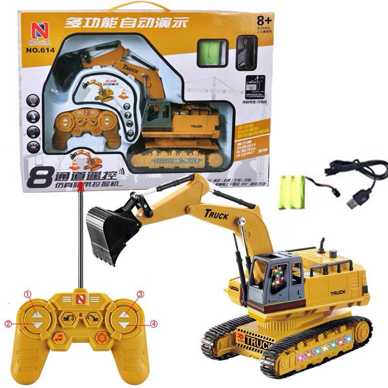 Children’s toys wireless remote control charging excavator electric Music engineering vehicle Boy model automobile