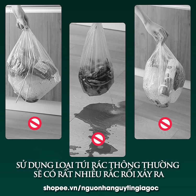 Combo 5 cuộn túi đựng rác tự phân huỷ có dây rút | Size 45x50 cm ,15 túi/cuộn - Tiện dụng sạch sẽ thông minh