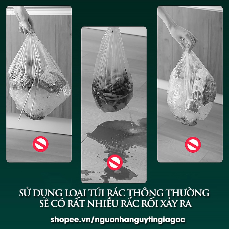 Túi đựng rác có quai xách tiện dụng siêu dai,chắc - 15 bao đựng rác tự phân hủy size 45*50 cm