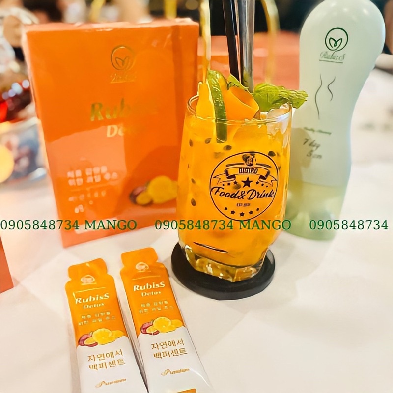 Nước uống RUBISS DETOX giảm cân trái cây dứa -chanh dây an toàn ko gây mệt mỏi giảm ngay 3-8kg sau 1 lt sd