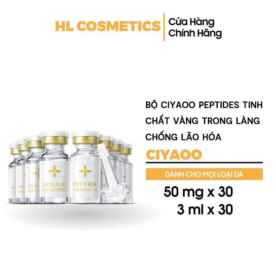 BỘ CIYAOO PEPTIDES TINH CHẤT VÀNG TRONG LÀNG CHỐNG LÃO HÓA 50mg x30 lọ + 3ml x 30 lọ QX0003