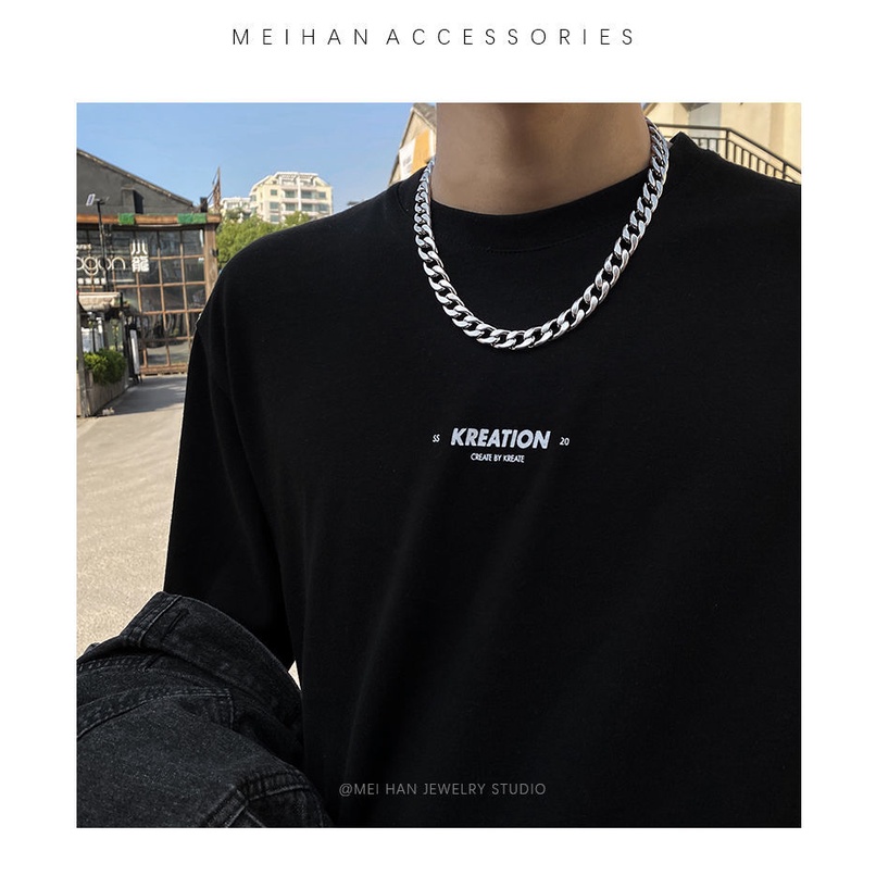 Vòng cổ Thép Titan Không Phai Màu Phong Cách Hip Hop Âu Mỹ Cá Tính Cho Nam