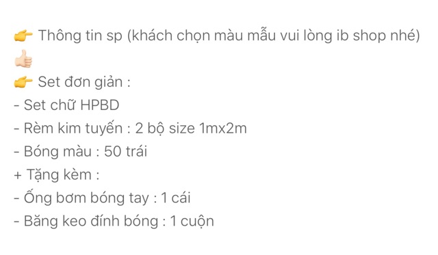 SET TRANG TRÍ TIỆC - CHỮ HPBD + 50 BONG BÓNG NHŨ + 2 RÈM KIM TUYẾN (kèm bơm và keo dán bóng)