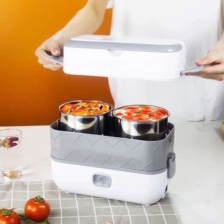 Hộp Cơm Cắm Điện COOKING LUNCHBOX Hộp Cơm Văn Phòng 2 Tầng 4 Bát Inox Có Chức Năng Giữ Nhiệt, Hâm Nóng và Tự Nấu Chín
