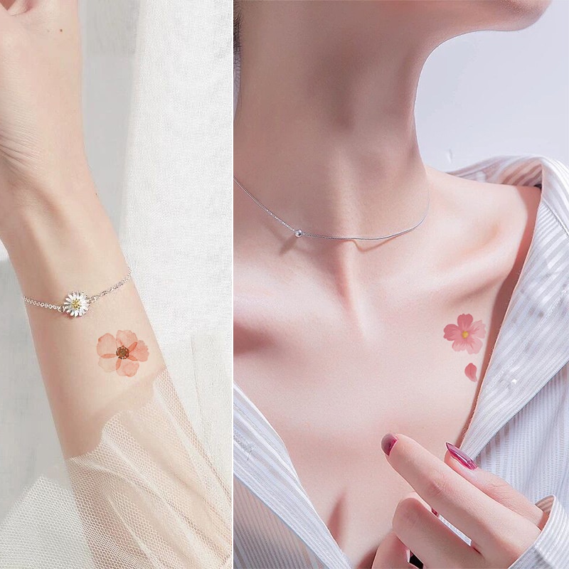 🌈Hình xăm dán nhiều mẫu họa tiết hoa xinh xắn dễ thương