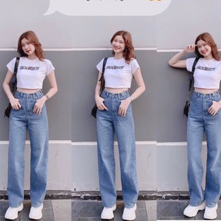 Quần jean ống suông cạp cao hách dáng