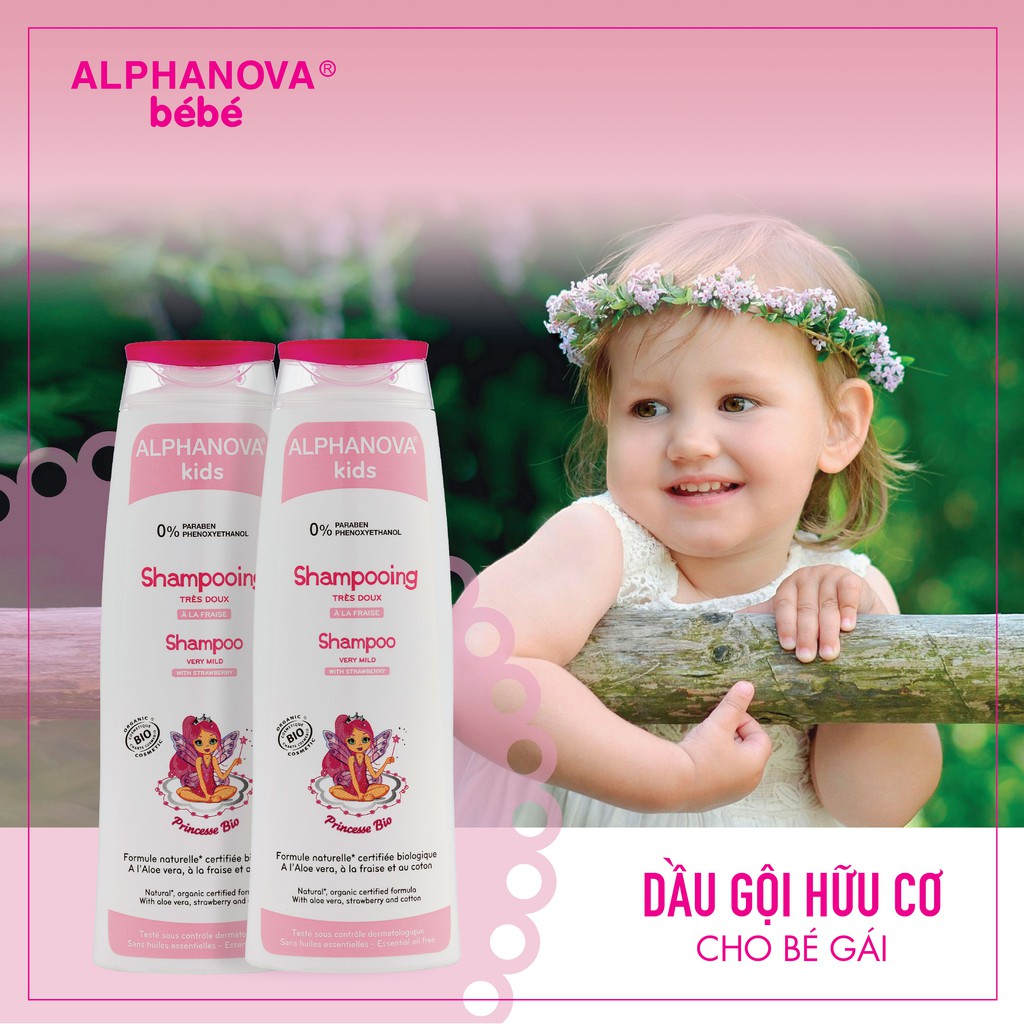 Sữa tắm tạo bọt hữu cơ cho bé gái Alphanova 250ml