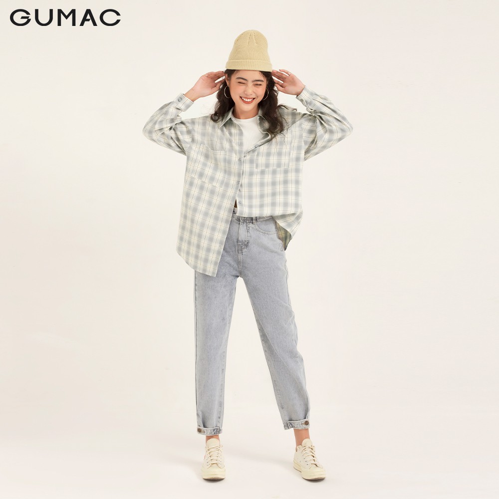 Áo sơm mi nữ caro phom rộng GUMAC đủ màu, thiết kế basic cá tính, AB191 | BigBuy360 - bigbuy360.vn