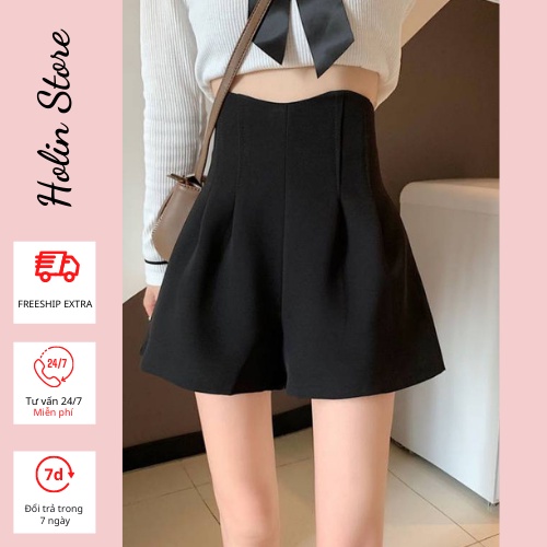 Quần short nữ cạp cao có khoá sau phong cách hàn quốc, chất vải vitex tuyết mưa cao cấp