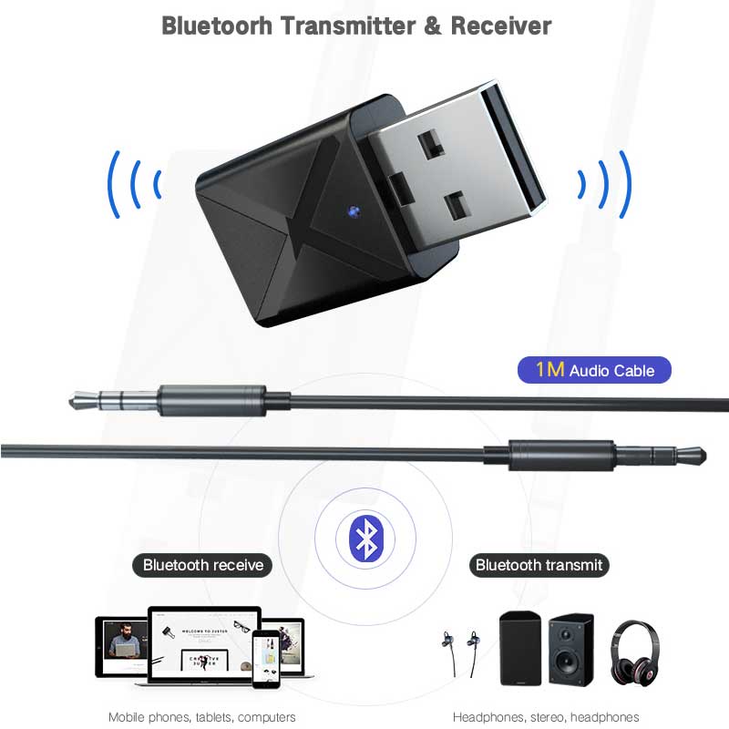 Thiết bị thu phát âm thanh Bluetooth 5.0 AUX RCA USB 3.5mm cho TV PC A2 | BigBuy360 - bigbuy360.vn