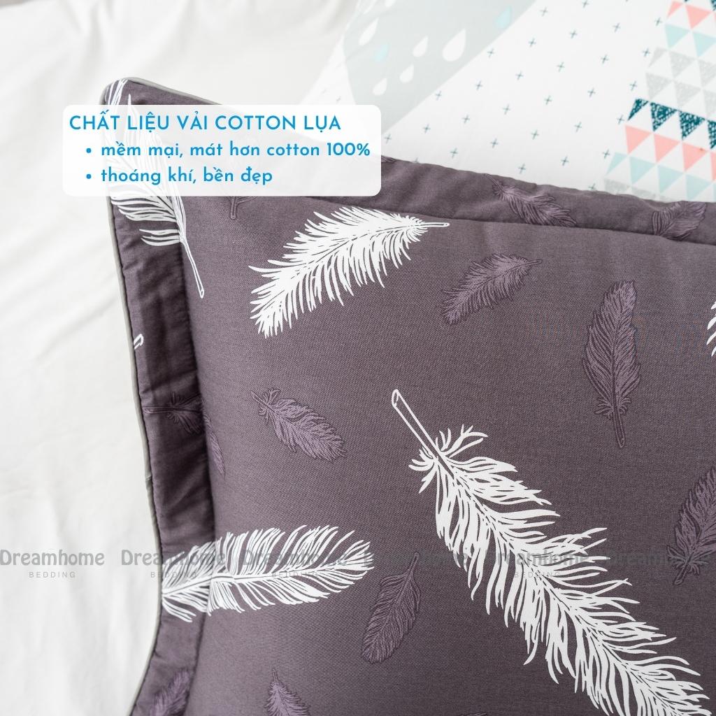 Vỏ gối 45x65 Cotton Hàn DREAMHOME trần bông mỏng đẹp, đanh mát, có khóa kéo tiện lợi (1 đôi)