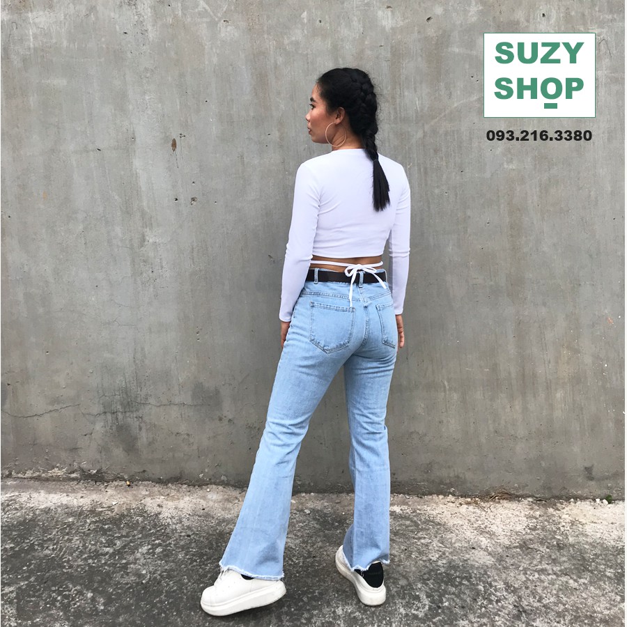 Áo Croptop Tay Dài, Áo Croptop Cột Dây Tôn Dáng Eo Đẹp - Chất Thun Dày Vừa Đảm Bảo Không Lộ Áo Trong | BigBuy360 - bigbuy360.vn