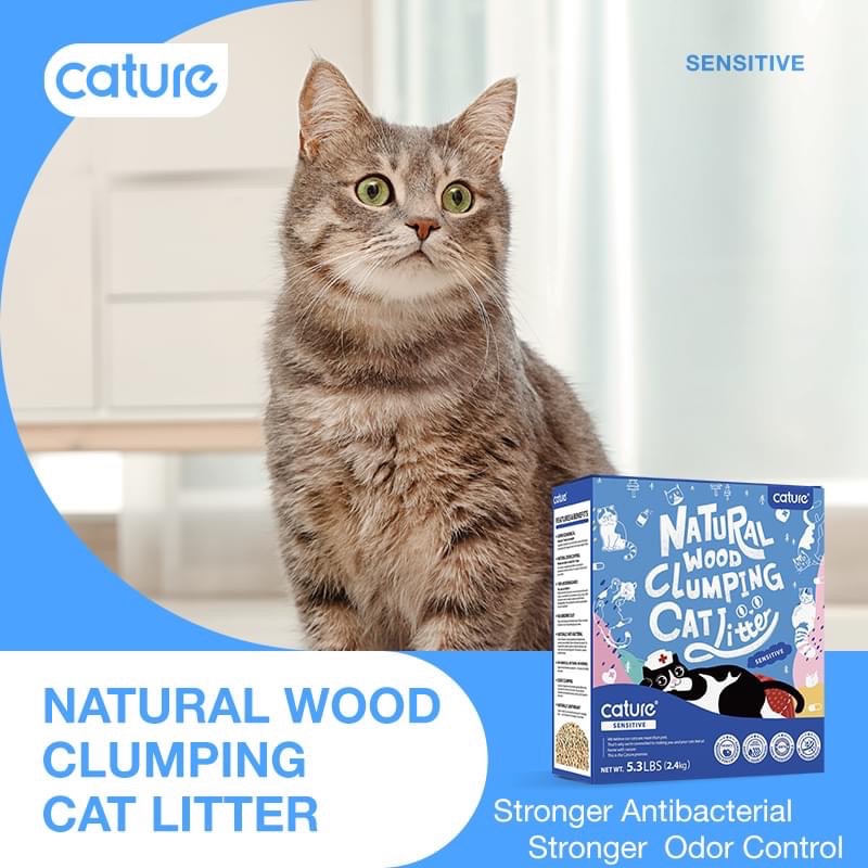 Cát gỗ Cature, cát vệ sinh hữu cơ cho mèo 5,3L(2.4kg) Natural wood clumping cat litter