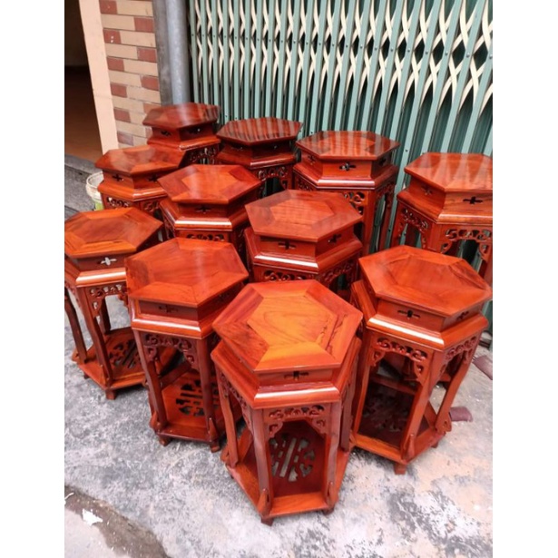 Đôn lục lăng gỗ Lim - Kích thước mặt 30 cao 40/50/60/70/80