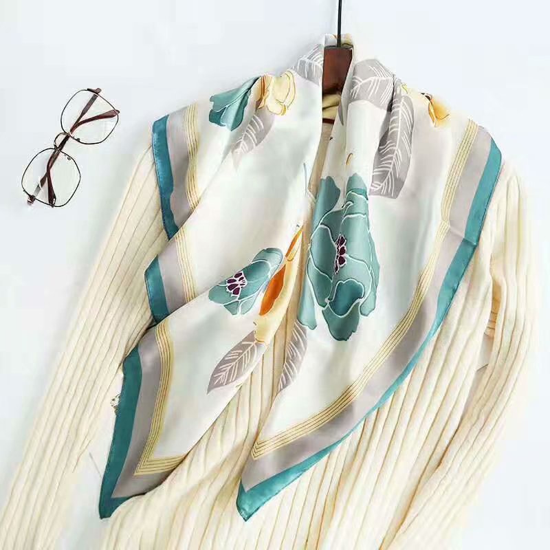 Khăn Choàng Lụa In Hình Vuông 70CM (27.5*27.5 Inches) WJ1026-90
