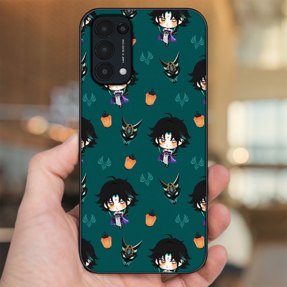 Ốp lưng Oppo Reno 5 viền đen in hình Xiao Genshin Impact