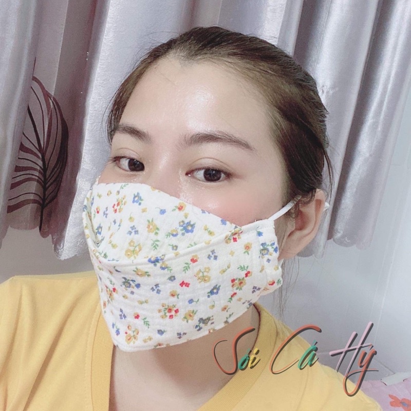 Khẩu Trang Vải Linen 3D Cotton 3 Lớp cho mẹ