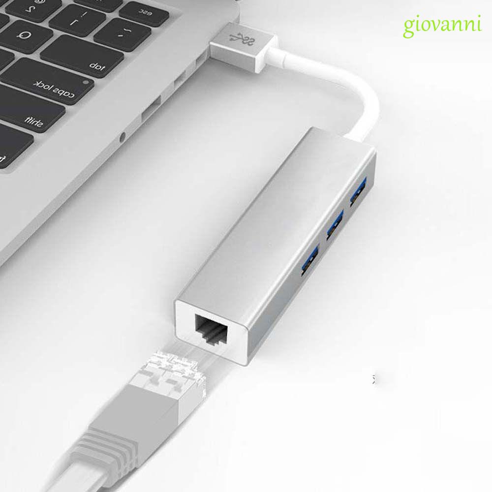 Bộ chia cổng mạng LAN RJ45 4 trong 1 với 3 cổng USB 3.0 Gigabit 1000 Mbps Rj45 Type C sang Rj45 tiện dụng