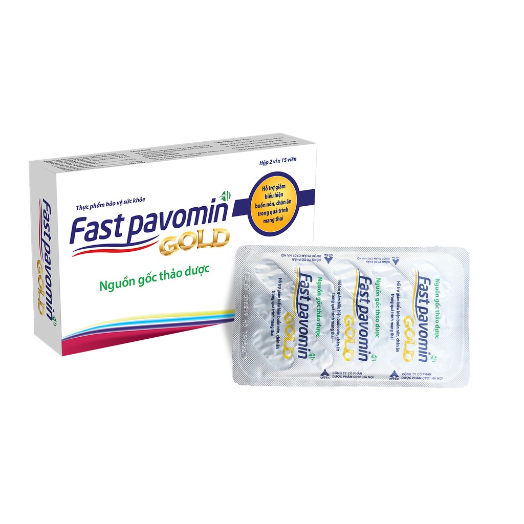 Fast pavomin GOLD- Hỗ trợ giảm các triệu chứng ốm nghén, tốt cho phát triển của thai nhi ( hộp 30 viên)