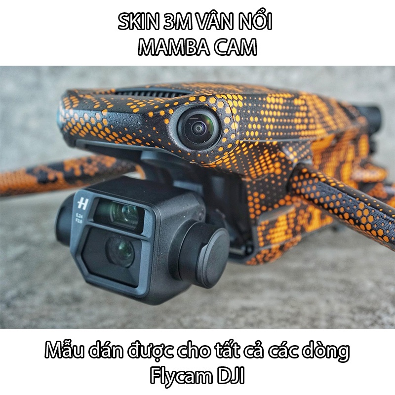 Miếng Dán Skin 3M cho Flycam - Mẫu Mamba Cam vân nổi - Dán được cho tất cả dòng Fly Cam DJI Mavic Pro 1/ Pro 2/ Pro 3..