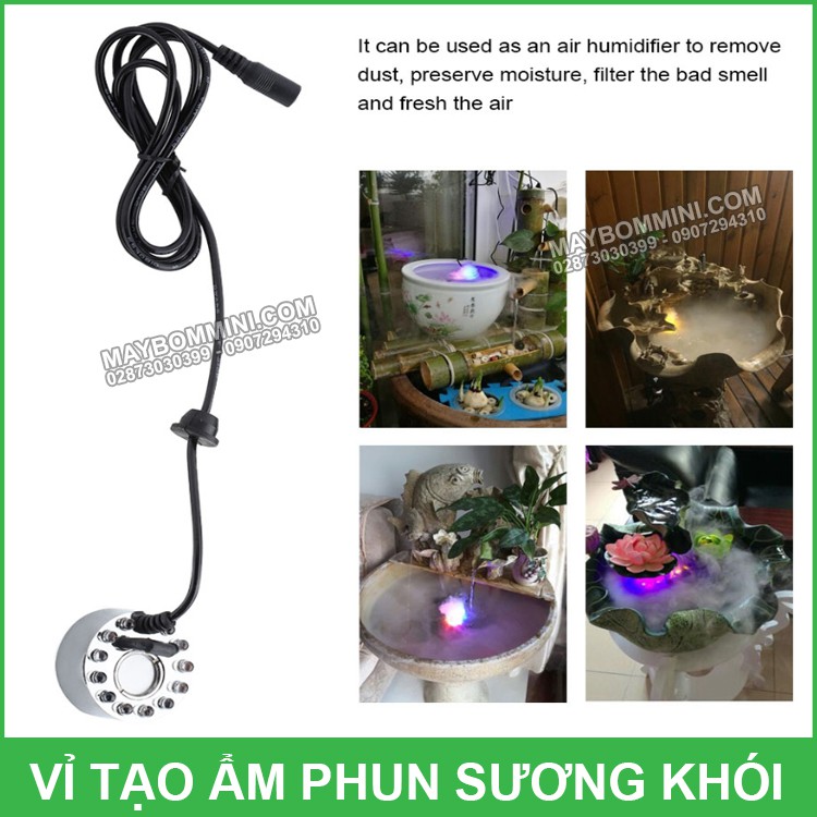 Vỉ Tạo Ẩm Phun Sương Khói 1 Mắt 12 Đèn LED 24V 30W Kèm Nguồn Điện