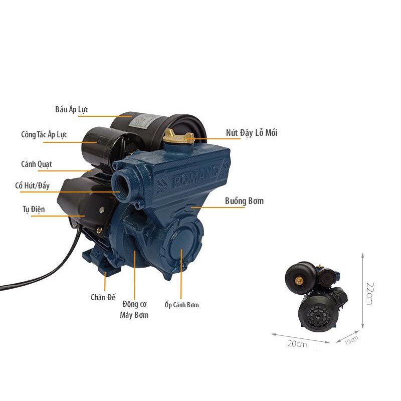 Máy Bơm Tăng Áp ROMANO RM150A, Tự động tăng áp, Tăng cùng lúc nhiều thiết bị, Công nghệ Italy