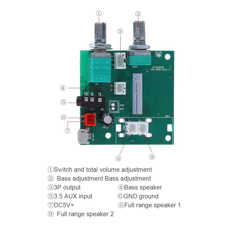 Bảng Mạch Khuếch Đại Âm Thanh 20w Bluetooth 5.0 5v 2.1 Chuyên Dụng