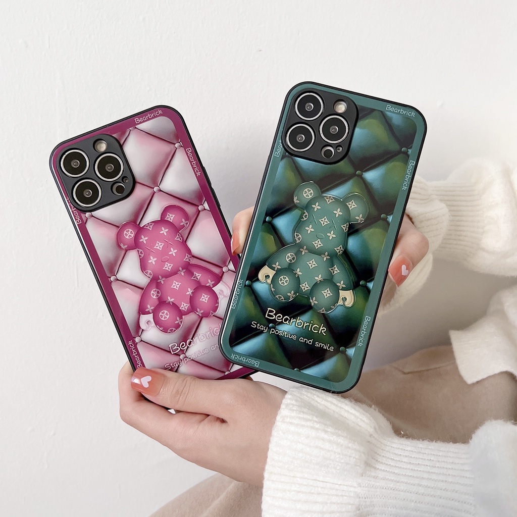Ốp Điện Thoại Kính Cường Lực Hình Gấu Cho Iphone 13 12 11 Pro Max X XSmax XR 8 7 Plus