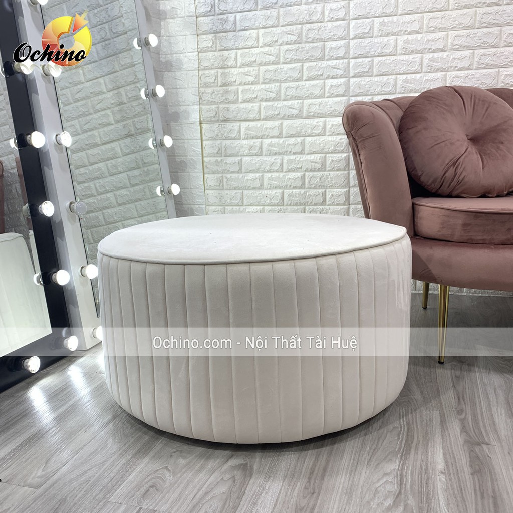 Đôn Tròn, Đôn Nỉ Tròn Sofa, Ghế Đôn Xếp Ly Cách Điệu Đường Kính 80 ( Đủ màu)