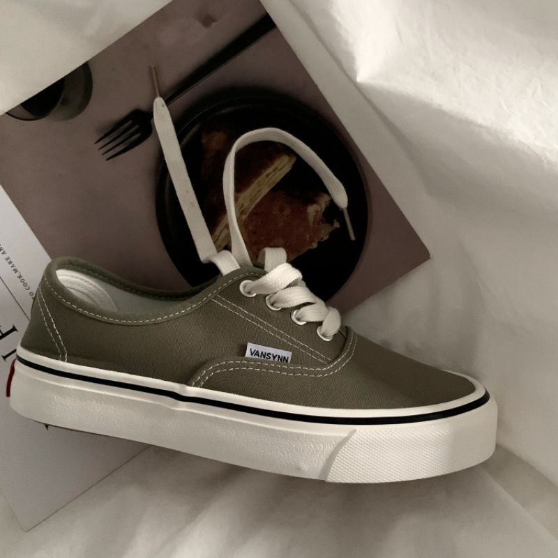 Giày thể thao ulzzang đế bằng màu xanh rêu