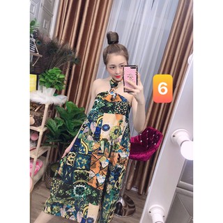 Đầm yếm thổ cẩm + Ảnh thật