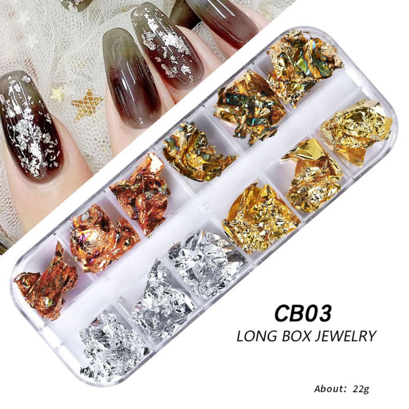 Lá Vàng Giả 12 Ngăn Trang Trí Móng Tay Nghệ Thuật