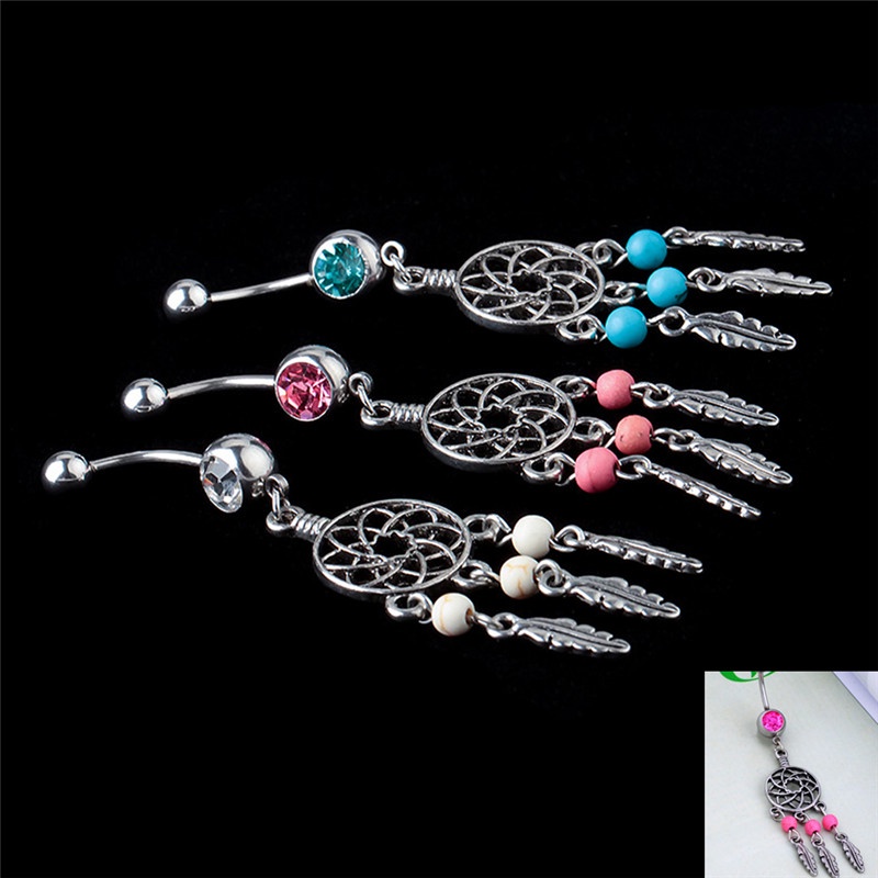 Khuyên rốn đính đá sang trọng bằng thép y tế