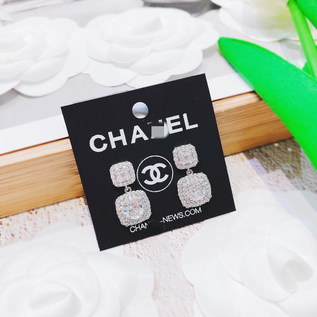 Bông tai xi bạch kim đá loại 1 thời trang cao cấp dành cho nữ MS0055