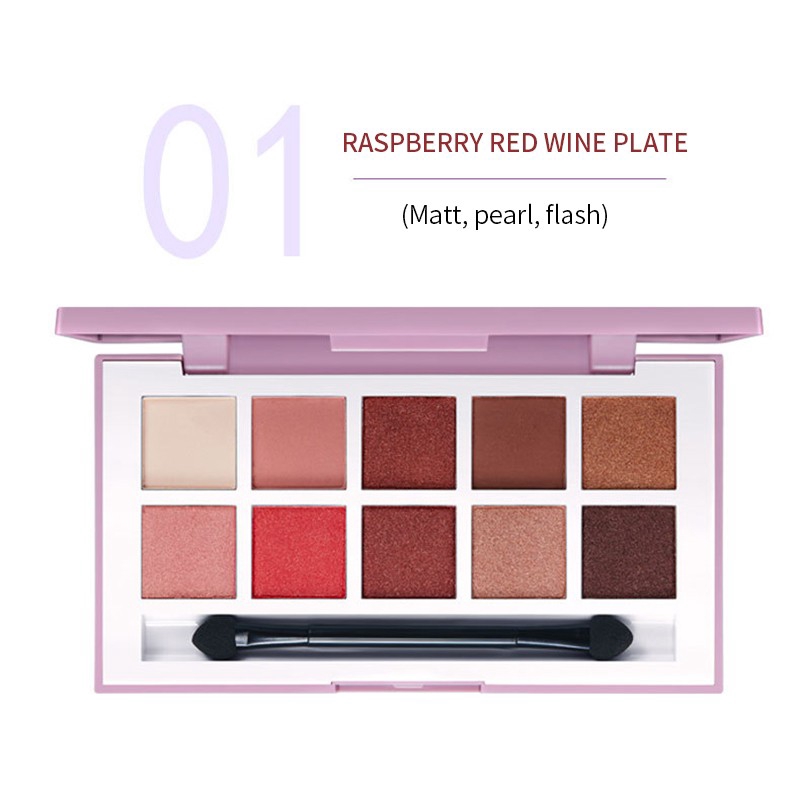 Bảng phấn mắt LAMEILA 10 màu lì lấp lánh chống thấm trang điểm đa năn