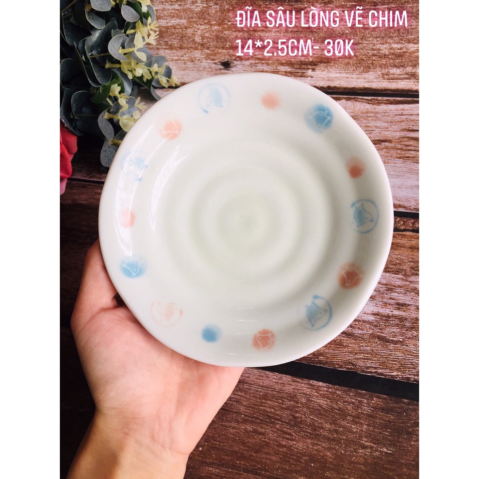 GỐM NHẬT - ĐĨA CARO, ĐĨA VẼ TAY XINH XẮN