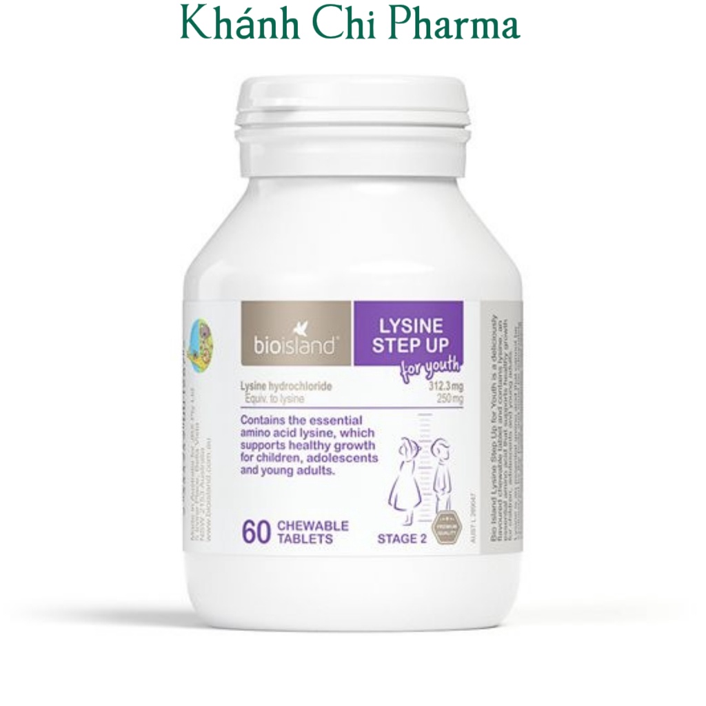 Bioisland lysine lọ 60 viên Úc. Hỗ trợ phát triển chiều cao, tăng cường miễn dịch cho bé từ 6 tuổi