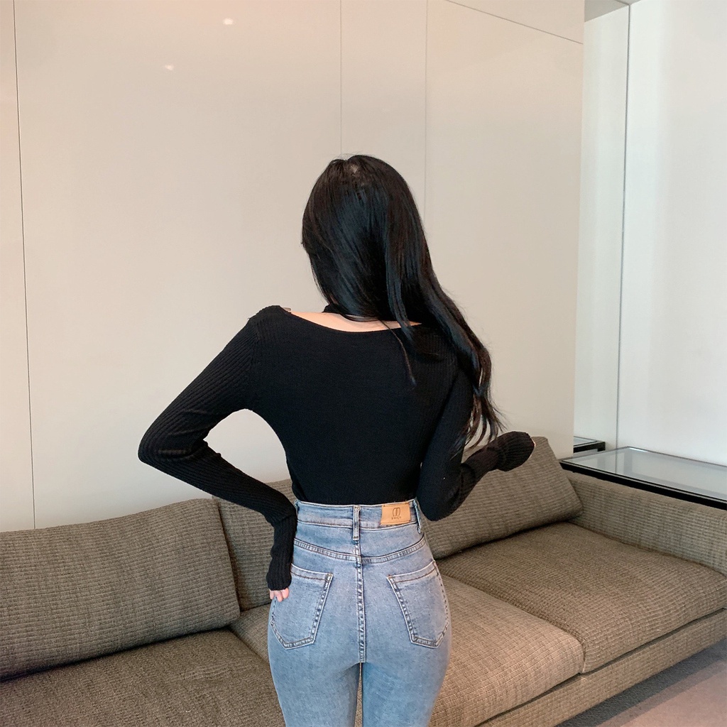 Áo len tăm cổ V vặn thừng 23Closet tay dài nữ kiểu dáng Hàn Quốc chất len tăm cao cấp co giãn tốt  -ALTT10