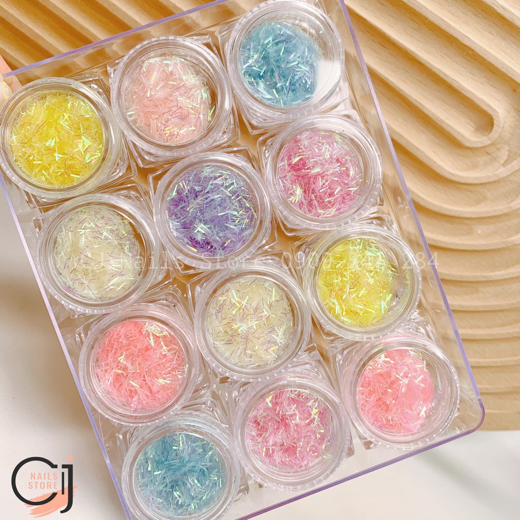 Set phụ kiện sợi kim tuyến trang trí móng lấp lánh