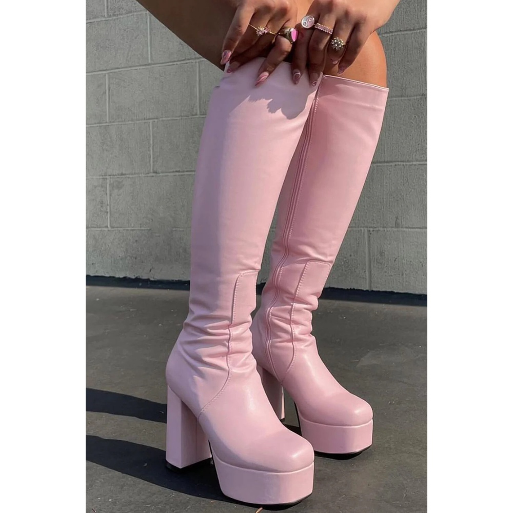 2022 mùa thu đông phong cách mới bốt cao cổ hiệp sĩ bốt sexy phong cách âu mỹ bốt dài ngón chân vuông đế dày-chân đế cao-heeled dày-heeled bên dây kéo bốt thời trang 14cm ultra-cao gót