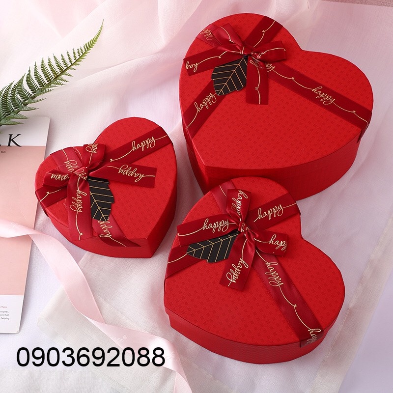 [HCM] Hộp quà trái tim màu basic đơn giản, sang trọng - quà tặng valentine